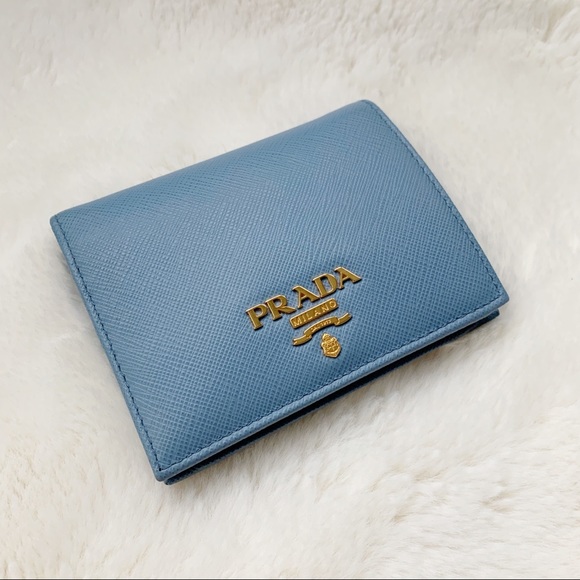 Prada Handbags - Prada Saffiano Leather Baby blue Wallet
